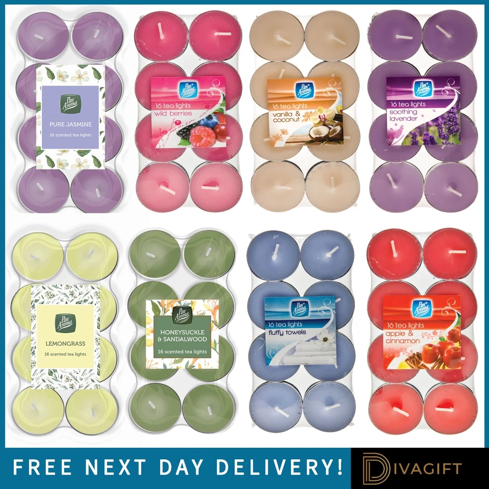 SCENTED TEA LIGHT CANDLES VARIOUS FRAGRANCED TEALIGHTS WAX CANDLES NEW PAN AROMA - Image 1 of 4