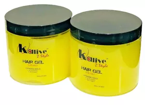 Kalive 2 Style HAIR GEL For Men STRONG HOLD Styling Gels No FLAKES 16 Oz Each - Picture 1 of 2