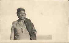 Couverture bijoux homme indien Navajo Navaho + photographie RPPC c1920