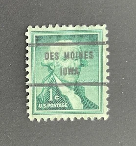 Des Moines, Iowa Type 71 Precancel - 1 cent Washington - U.S. #1031 - IA - Picture 1 of 1
