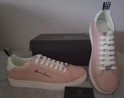 Versace Medusa Signature Logo Low Top Sneakers Blush/bianco (Pink) 40 NWB $790+ - Image 1 of 4