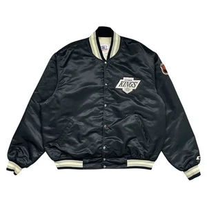 VTG 90s NHL LOS ANGELES KINGS STARTER SATIN BOMBER JACKET XXXL 3XL MADE IN USA - Picture 1 of 12
