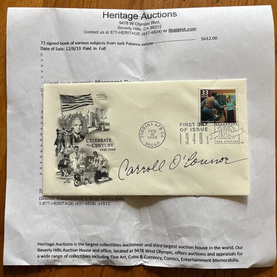 CARROLL O'CONNOR AUTOGRAPHED "ALL IN The FAMILY" 1999 FIRST DAY ISSUE STAMP FDC - Image 1 of 2