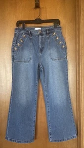 Ann Taylor Loft blau Denim weites Bein Knopf Jeans Größe 8/29 - Bild 1 von 8