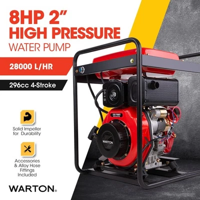WARTON 2" 8HP Diesel High-Pressure Water Pump Fire Fighting Irrigation Farm - image 1 of 4