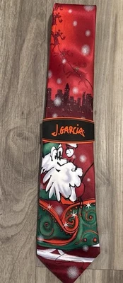 Jerry Garcia Silk Christmas Tie Santa And Reindeer New With Tags - Image 1 of 4