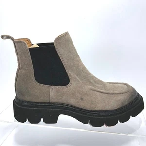 AquaSoft Größe 6 SIEHE FOTOS grau Wildleder Leder Chelsea Boots NEU Stollen Plateau - Bild 1 von 14