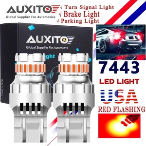 2X 7440 7443 RED Flash Strobe Blinking Brake Tail Stop Light LED Bulb For Honda - Imagen 1 de 12