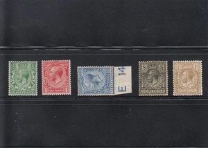 GB KGV Mint Lot – ½d Green, 1d Red, 2½d Control E14, 8d Black, 1s Brown - Picture 1 of 1