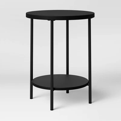 Wood and Metal Round End Table Black - Room Essentials - Image 1 of 4