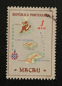 PORTUGAL MACAU 1956 early Map issue fine used 1 avo - Picture 1 of 1