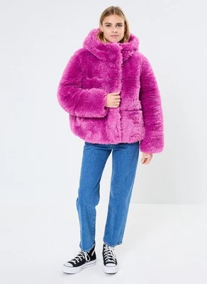 Ugg Ronney Puffer 夹克高桩洋红色粉色 XL 售罄 $300 泰迪外套连帽 — 第 1/4 张图片