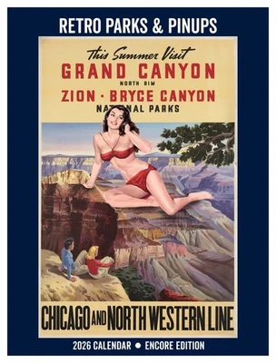 Asgard Press 2026 Retro Parks & Pinups Encore Wall Calendar 9"x12"