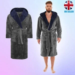 i-Smalls Herren Morgenmantel super weich Fleece Kapuze Hausmantel Morgenmantel mit Gürtel S - Bild 1 von 1