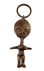Porte-clé Poupée Akwaba en Alliage de Cuivre - Art Ashanti - Fait main - 10147 - Picture 1 of 3