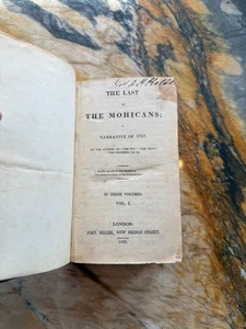 Last of The Mohicans Narrative of 1757 1st Edition Cooper 1826 Miller Rare - Picture 1 of 9