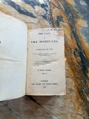 Last of The Mohicans Narrative of 1757 1st Edition Cooper 1826 Miller Rare - Image 1 of 4
