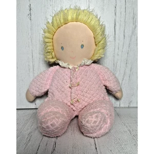 "Muñeco bebé de peluche Eden rosa liso gofre hilo amarillo térmico sin capó sombrero de colección 11""" - Imagen 1 de 10
