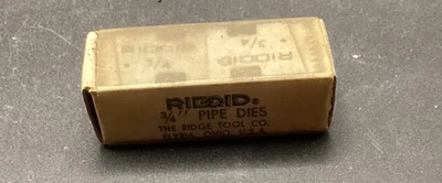 RIDGID NEW OLD STOCK PIPE DIES ONE SET 3/4” RIDGE TOOL COMPANY - Image 1 of 4