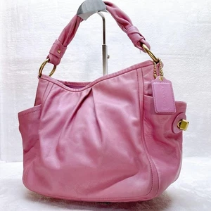 Coach Shoulder Bag Handbag y2k TurnLock Leather Pink F13412 - Picture 1 of 10