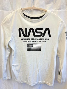 Arizona Jean Co Youth NASA Long Sleeve Shirt Size M (10-12) White Fair Condition - Picture 1 of 5