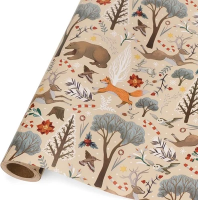 Rollos de papel de envolver de Navidad Ribbli, mini rollo-17 17 pulgadas, azul camello/polvoriento  Foto 1 de 4