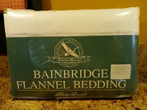 Eddie Bauer Bainbridge King Bed Flannel Pillowcases White 100% Cotton Set of 2 - Picture 1 of 13
