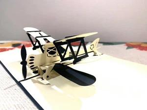 3D POP UP VINTAGE FLUGZEUG FLIEGEN (GEBURTSTAG VÄTERTAG) - Bild 1 von 4