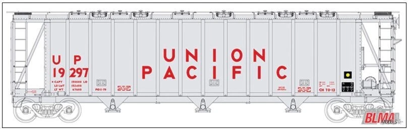 BLMA # 16016 3500 Dry-Flo 3-Bay Covered Hopper Union Pacific # 19297 N Scale - Image 1 of 1