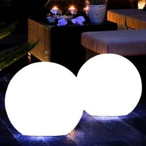 2x Außen Steck Leuchte Erdspieß Garten Terrassen Wege Hof Kugel Lampe weiß SOLAR - Bild 1 von 12