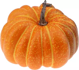 20 Cm Fake Flat Pumpkin Lifelike Handle Artificial Food Halloween Christmas Deco - Picture 1 of 6