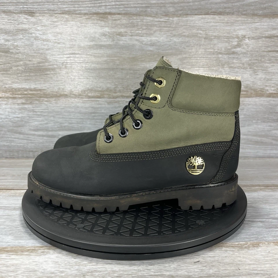Timberland 6 Botas de Invierno Forradas de Vellón Verde Hoja de Uva Negras Juveniles 6 Mujeres 7.5 Foto 1 de 4