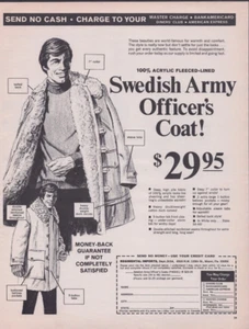 1972 Druck Anzeige Regiment Importe Schwedische Armee Offiziersmantel Acryl Illus - Bild 1 von 1
