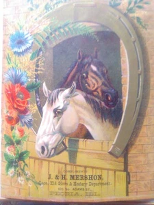 Seltenes PFERD AD J & H Mershon, Peoria, I'll. Kinderhandschuh & Strumpfwaren  - Bild 1 von 8