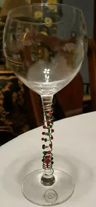 Vaso de vino con globo de cristal Lenox verde rojo cuentas gemas - Imagen 1 de 9