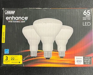3pk Feit Electric 65W LED Flood Light Bulb BR30 Dimmable Bright White Indoor - Picture 1 of 7