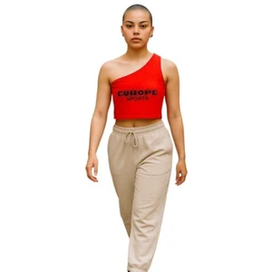 Pretty Little Thing One Strap Crop Top Women’s UK Size 8 PETITE Red Europe Sport - Picture 1 of 6