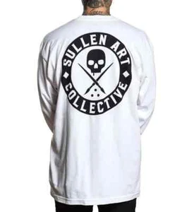 Sullen Badge Of Honor Long Sleeve Graphic Tattoo T-shirt For Men - White - Picture 1 of 3