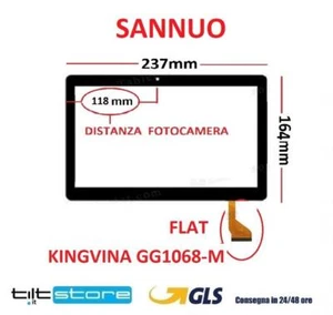 VETRO TOUCH SCREEN SANNUO FLAT KINGVINA GG1068-M SCHERMO NERO - Picture 1 of 1