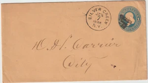 Sliver Creek NY 1886 1ct blue Entire Cork CDS (Chaut Co) (A113) - Picture 1 of 1