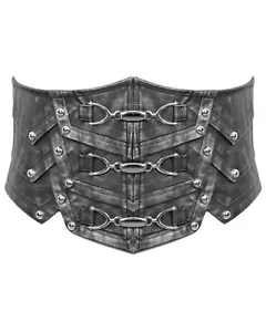 Corsetto cintura gotica Devil Fashion Uomo Dieselpunk Cintura Argento Grigio Finta Pelle - Foto 1 di 10