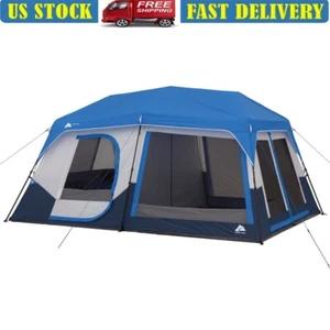 10-Person Cabin Tent LED Lighted Poles Instant Setup Waterproof Camping Durable - Picture 1 of 18