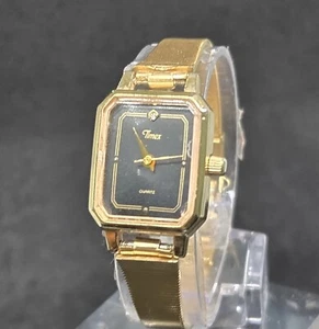 Reloj Timex Vintage Mujer Tono Dorado Esfera Negra Seiko Correa de Bloqueo Cierre Joyería - Imagen 1 de 16