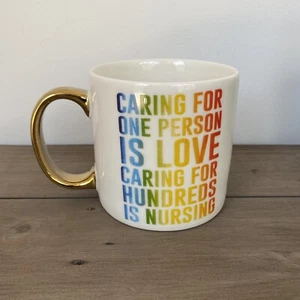 Carly & Rose Steinzeug Keramik Krankenpflege goldener Griff Krankenschwestern Becher 16 Unzen - Bild 1 von 7