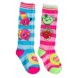 Shopkins Knee-High Graphic Print Big and Little Girls Socks - NWT - Picture 1 of 3