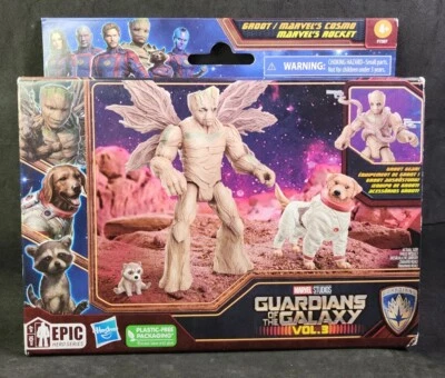 Marvel Epic Hero Series Guardians Vol 3 Groot Cosmo Baby Rocket 4" scale figures - Image 1 of 4