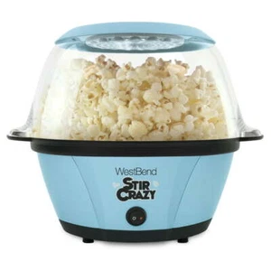 West Bend Stir Crazy 6QT Blue Popcorn Machine with Stirring Function and Serving - Picture 1 of 9