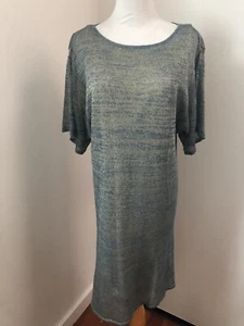 Ports 1961 Metallic Shift Dress Womens Sz M Blue and Gold Thread $550 NWT - Picture 1 of 8
