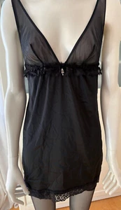 FOLIES BY RENAUD schwarzes SATIN & MESH Negligé Minikleid Kleid L TOP - Bild 1 von 10