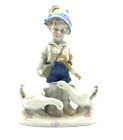 Vintage NRD VEB porcelanowa figurka gęsi pasterz Wagner & Apel ręcznie malowana wys. 21 cm